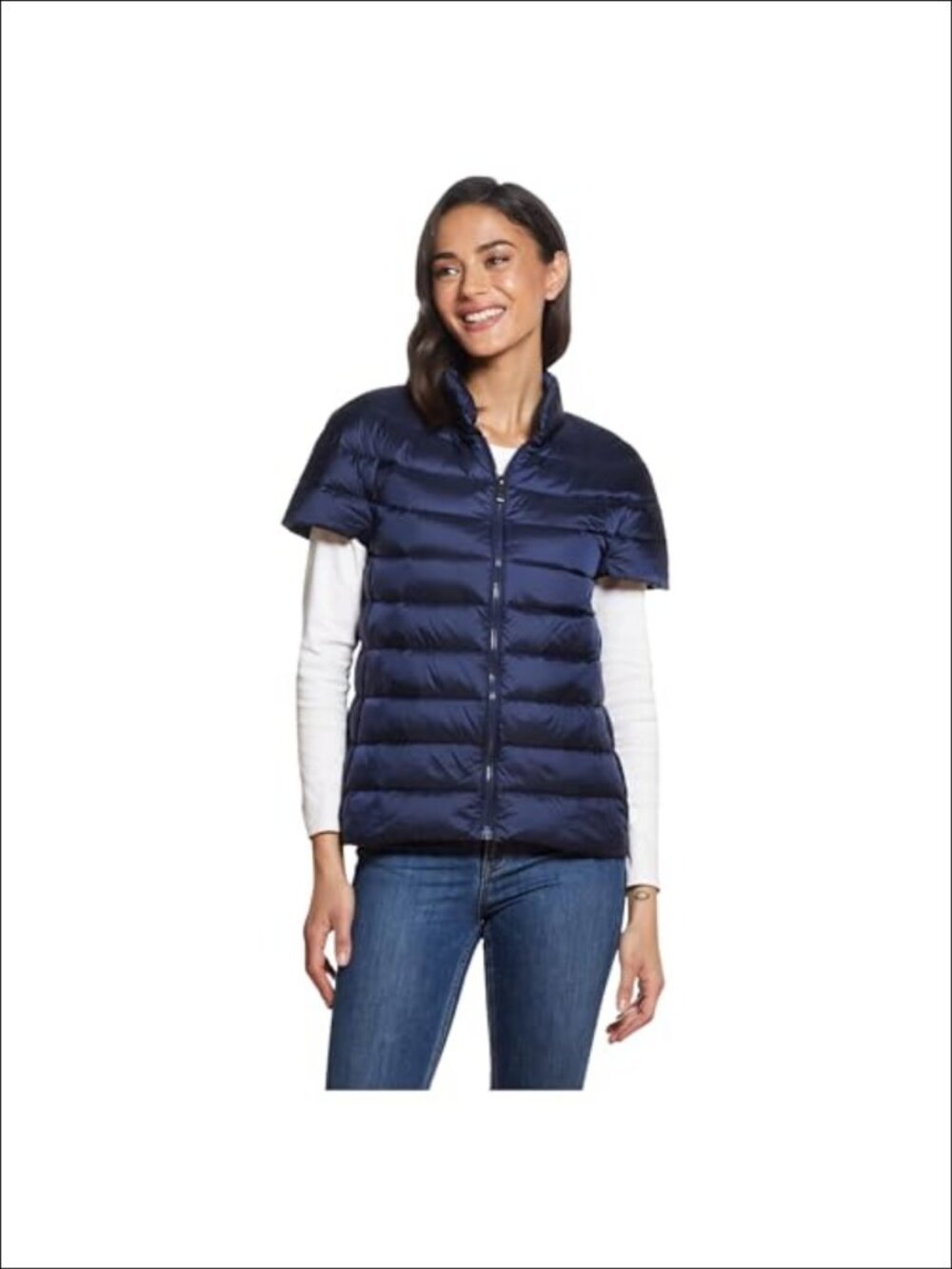 Quilted Short Sleeve Down Puffer Vest Lightweight Packable Winter Outerwear